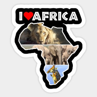 I Love Africa Wildlife Collage Map Sticker